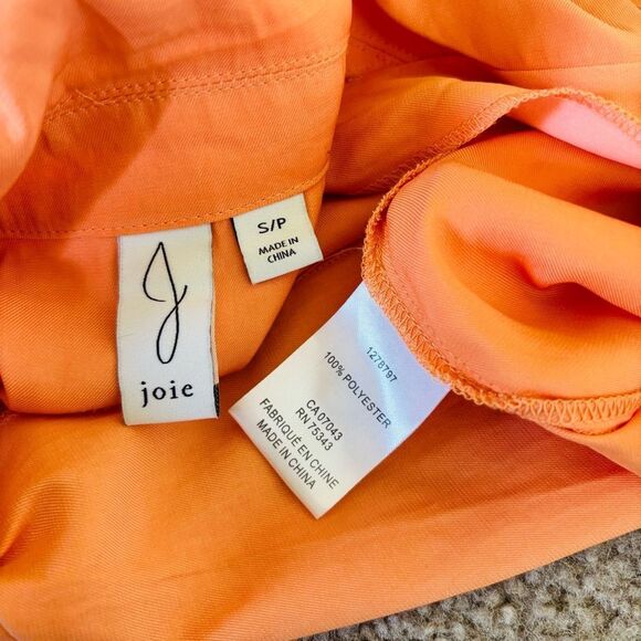 Joie Tie-Front Blouse – Short Sleeve, Button-Up, Orange, Size S - Picture 7 of 8